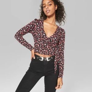 Floral wrap top